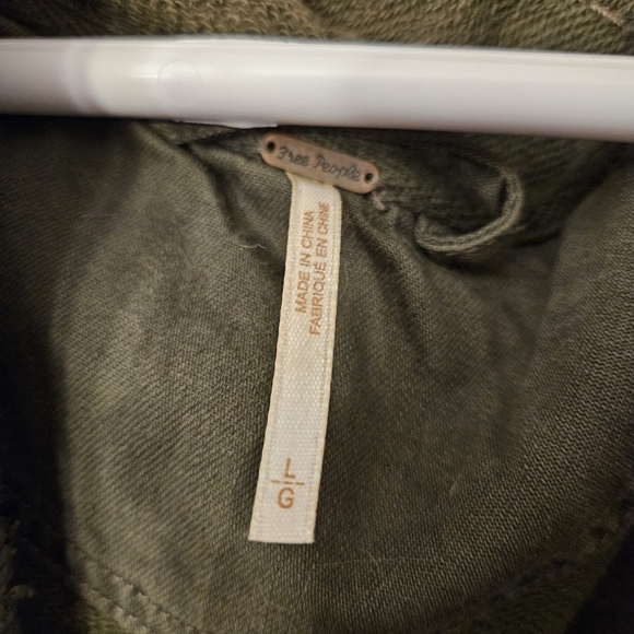 Free People Studio City Army Green Open Cardigan Jacket Chunky Oversized Boho L - Picture 3 of 10